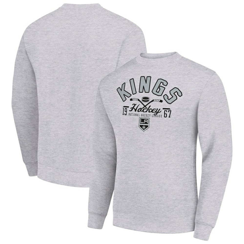 Los Angeles Kings Starter Stick And Puck Logo Fleece Pullover Sweatshirt - Heather Gray | NHL sale