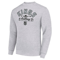 Los Angeles Kings Starter Stick And Puck Logo Fleece Pullover Sweatshirt - Heather Gray | NHL sale