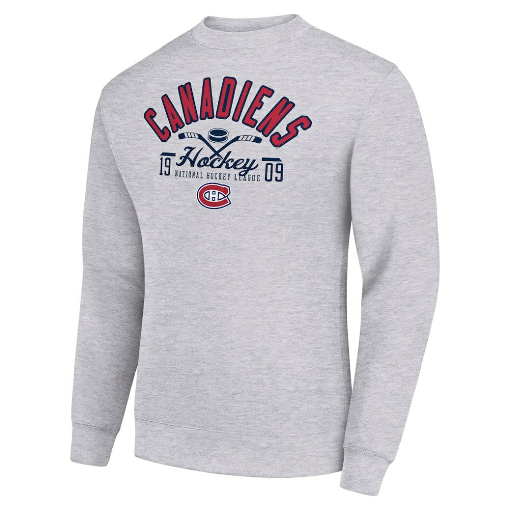 Montreal Canadiens Starter Stick And Puck Logo Fleece Pullover Sweatshirt - Heather Gray | NHL discount