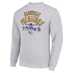 Nashville Predators Starter Stick And Puck Logo Fleece Pullover Sweatshirt - Heather Gray | NHL online