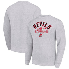 New Jersey Devils Starter Stick And Puck Logo Fleece Pullover Sweatshirt - Heather Gray | NHL near me