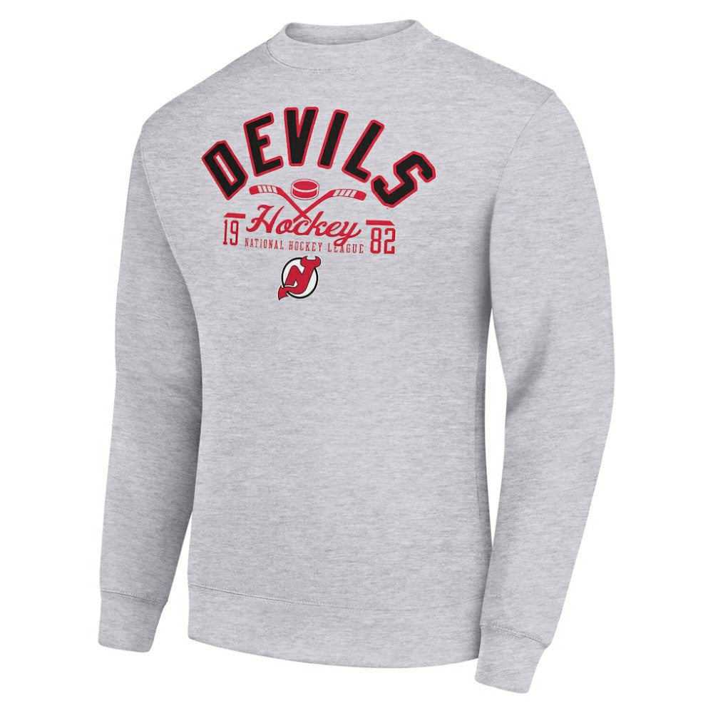 New Jersey Devils Starter Stick And Puck Logo Fleece Pullover Sweatshirt - Heather Gray | NHL near me