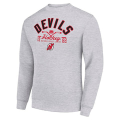 New Jersey Devils Starter Stick And Puck Logo Fleece Pullover Sweatshirt - Heather Gray | NHL near me