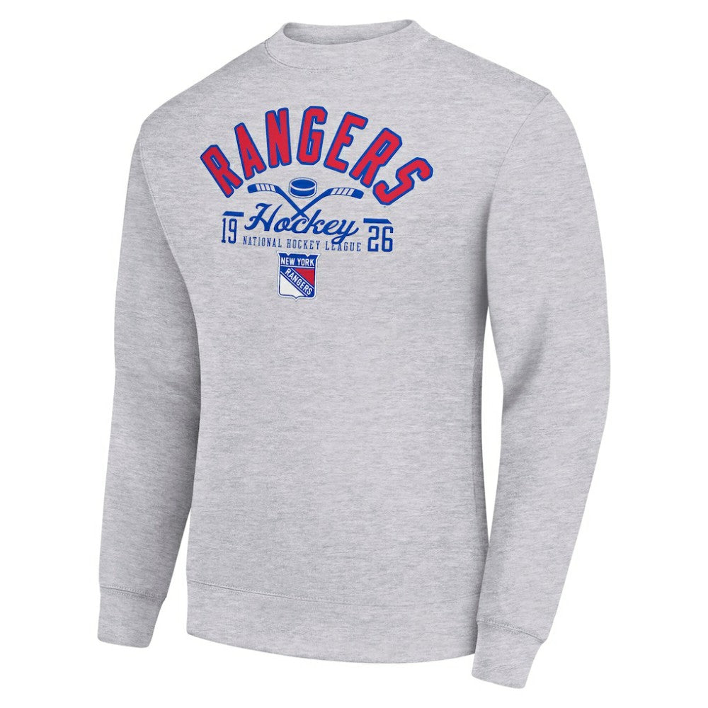 New York Rangers Starter Stick And Puck Logo Fleece Pullover Sweatshirt - Heather Gray | NHL online