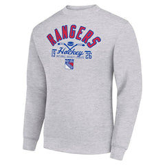 New York Rangers Starter Stick And Puck Logo Fleece Pullover Sweatshirt - Heather Gray | NHL online