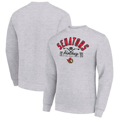 Ottawa Senators Starter Stick And Puck Logo Fleece Pullover Sweatshirt - Heather Gray | NHL online