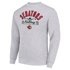 Ottawa Senators Starter Stick And Puck Logo Fleece Pullover Sweatshirt - Heather Gray | NHL online