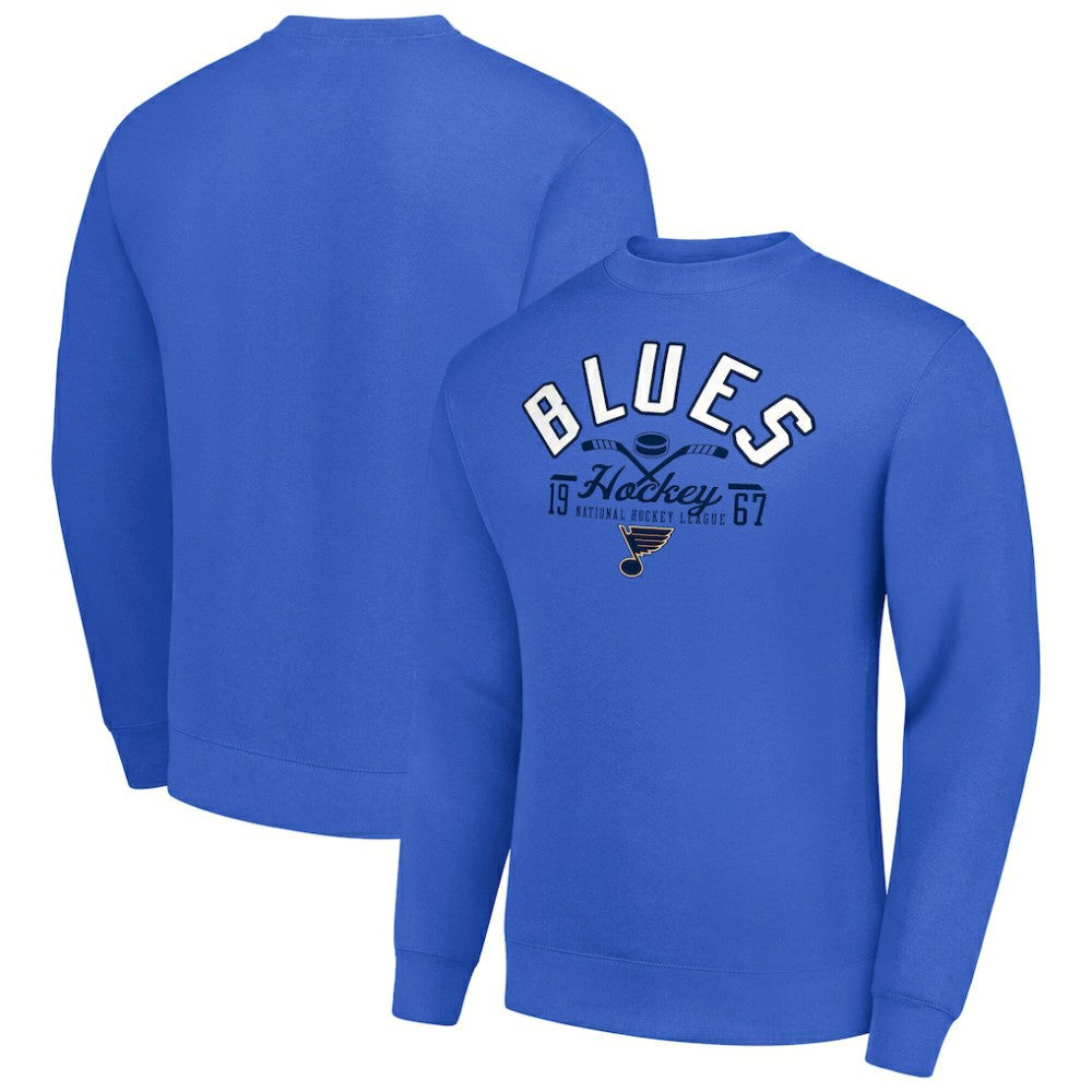St. Louis Blues Starter Stick And Puck Logo Fleece Pullover Sweatshirt - Royal | NHL Clearance