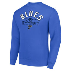 St. Louis Blues Starter Stick And Puck Logo Fleece Pullover Sweatshirt - Royal | NHL Clearance