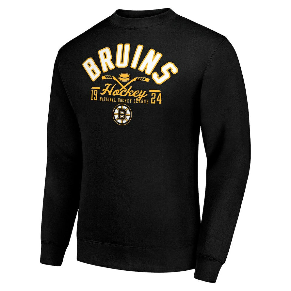 Boston Bruins Starter Stick And Puck Logo Fleece Pullover Sweatshirt - Black | NHL near me