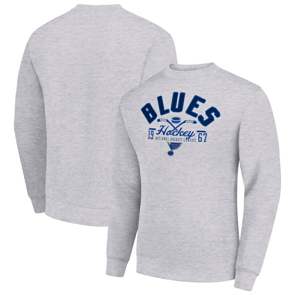 St. Louis Blues Starter Stick And Puck Logo Fleece Pullover Sweatshirt - Heather Gray | NHL discount