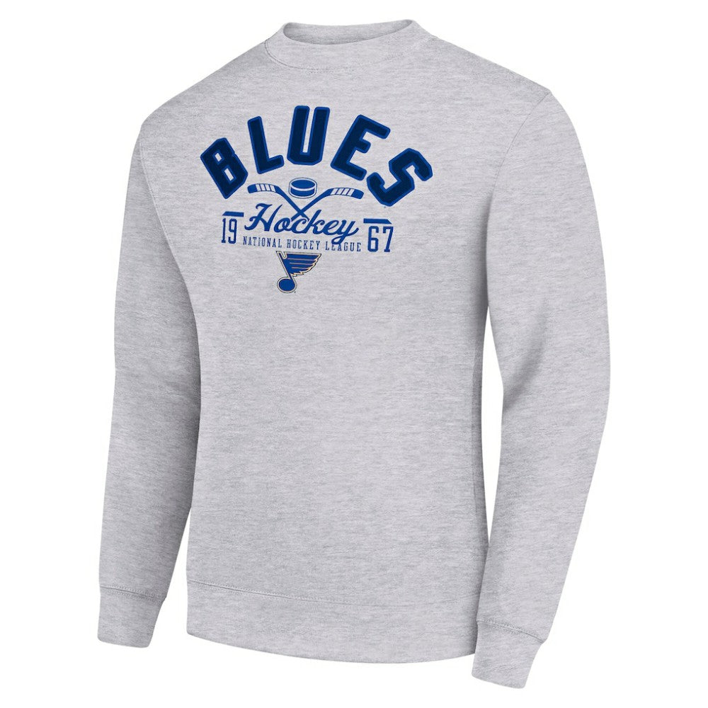 St. Louis Blues Starter Stick And Puck Logo Fleece Pullover Sweatshirt - Heather Gray | NHL discount