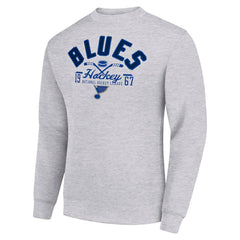 St. Louis Blues Starter Stick And Puck Logo Fleece Pullover Sweatshirt - Heather Gray | NHL discount