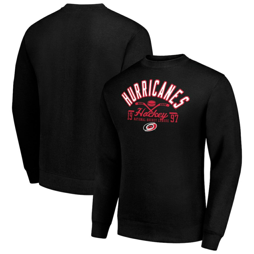 Carolina Hurricanes Starter Stick And Puck Logo Fleece Pullover Sweatshirt - Black | NHL online