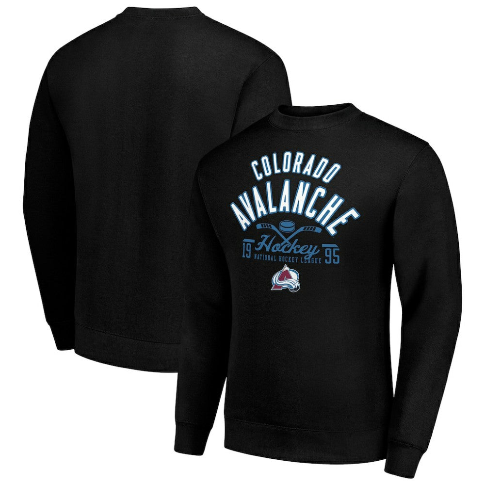 Colorado Avalanche Starter Stick And Puck Logo Fleece Pullover Sweatshirt - Black | NHL sale