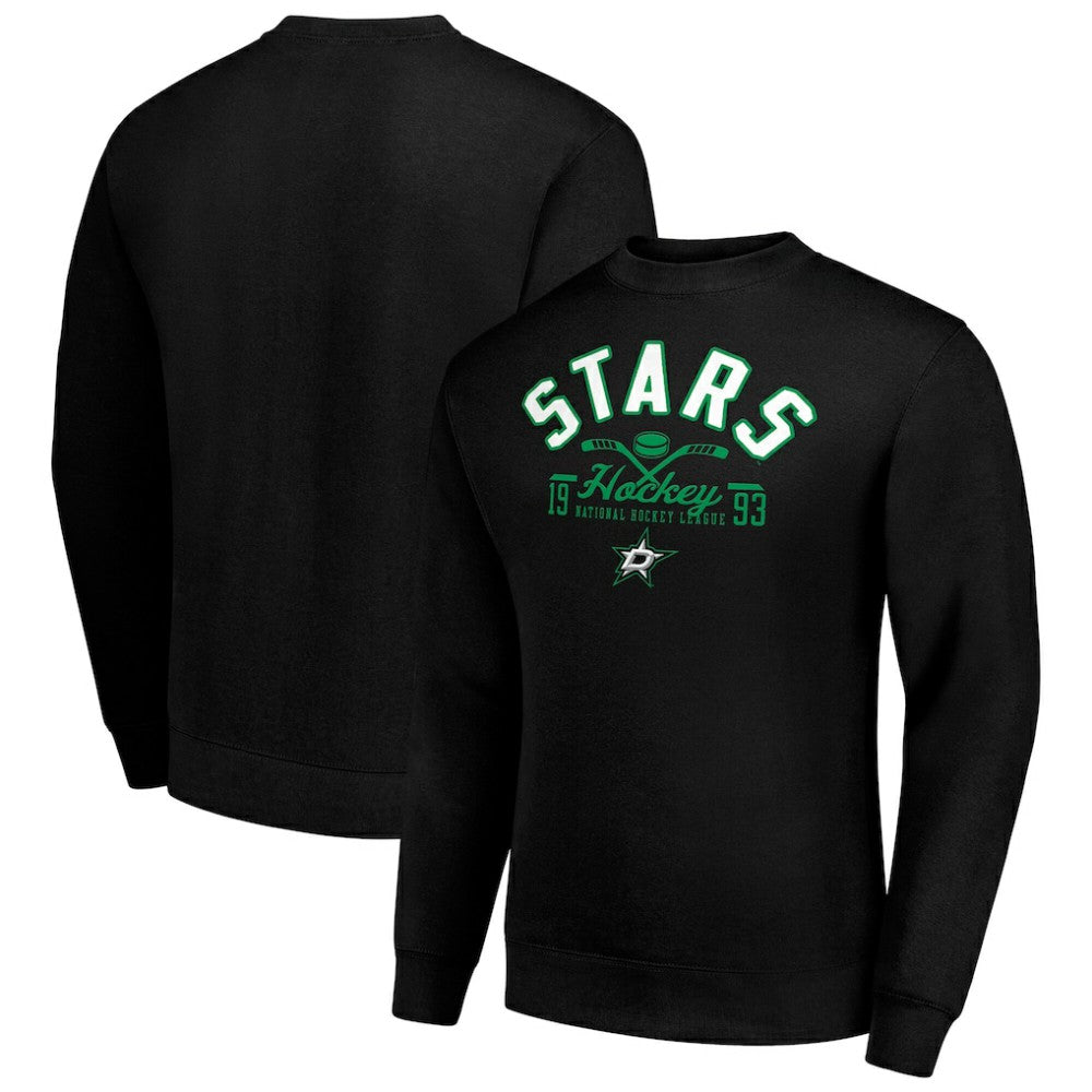 Dallas Stars Starter Stick And Puck Logo Fleece Pullover Sweatshirt - Black | NHL Lifestyle