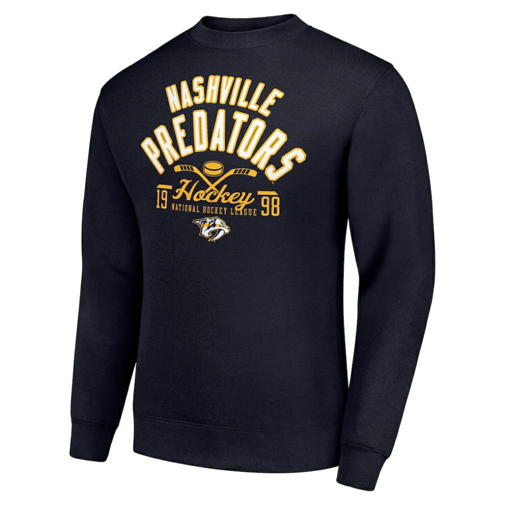 Nashville Predators Starter Stick And Puck Logo Fleece Pullover Sweatshirt - Navy | NHL on sale