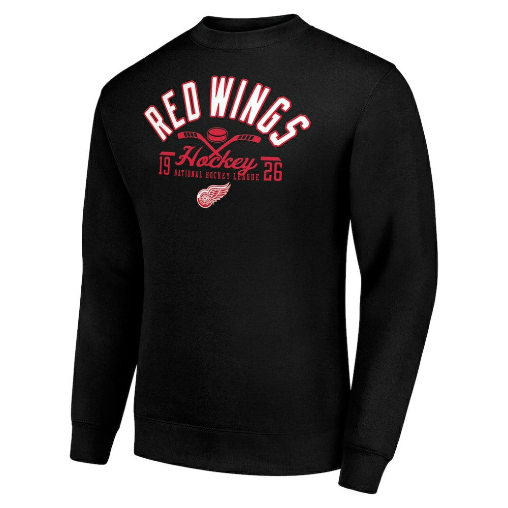 Detroit Red Wings Starter Stick And Puck Logo Fleece Pullover Sweatshirt - Black | NHL near me