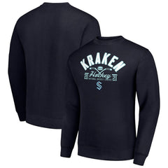 Seattle Kraken Starter Stick And Puck Logo Fleece Pullover Sweatshirt - Navy | NHL discount