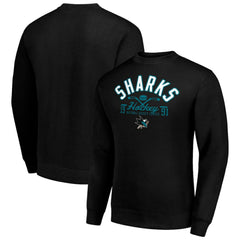 San Jose Sharks Starter Stick And Puck Logo Fleece Pullover Sweatshirt - Black | NHL Lifestyle