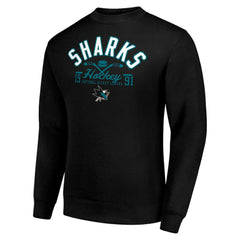 San Jose Sharks Starter Stick And Puck Logo Fleece Pullover Sweatshirt - Black | NHL Lifestyle