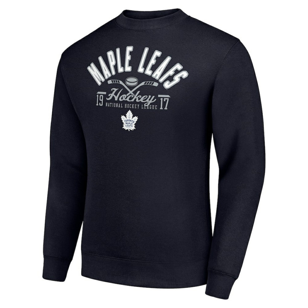 Toronto Maple Leafs Starter Stick And Puck Logo Fleece Pullover Sweatshirt - Navy | NHL discount