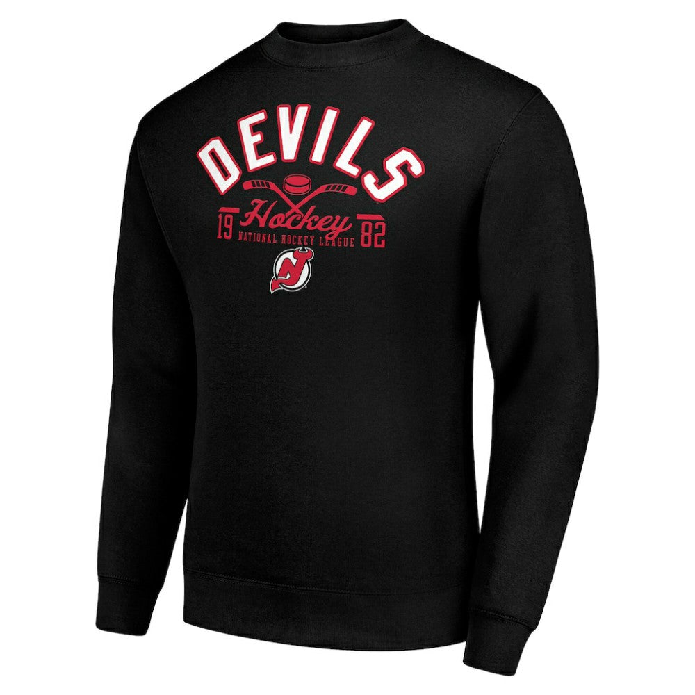 New Jersey Devils Starter Stick And Puck Logo Fleece Pullover Sweatshirt - Black | NHL online