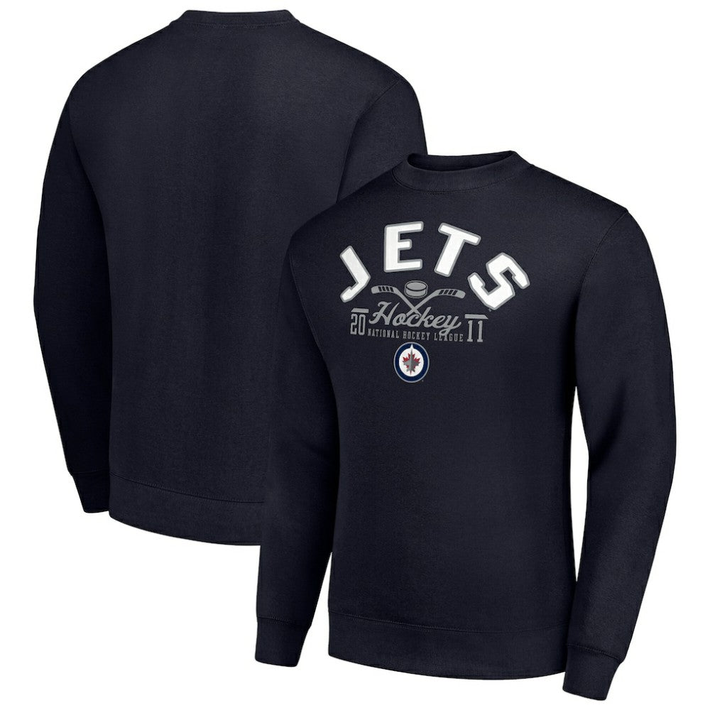 Winnipeg Jets Starter Stick And Puck Logo Fleece Pullover Sweatshirt - Navy | NHL online