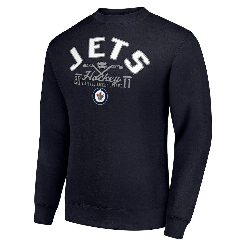 Winnipeg Jets Starter Stick And Puck Logo Fleece Pullover Sweatshirt - Navy | NHL online