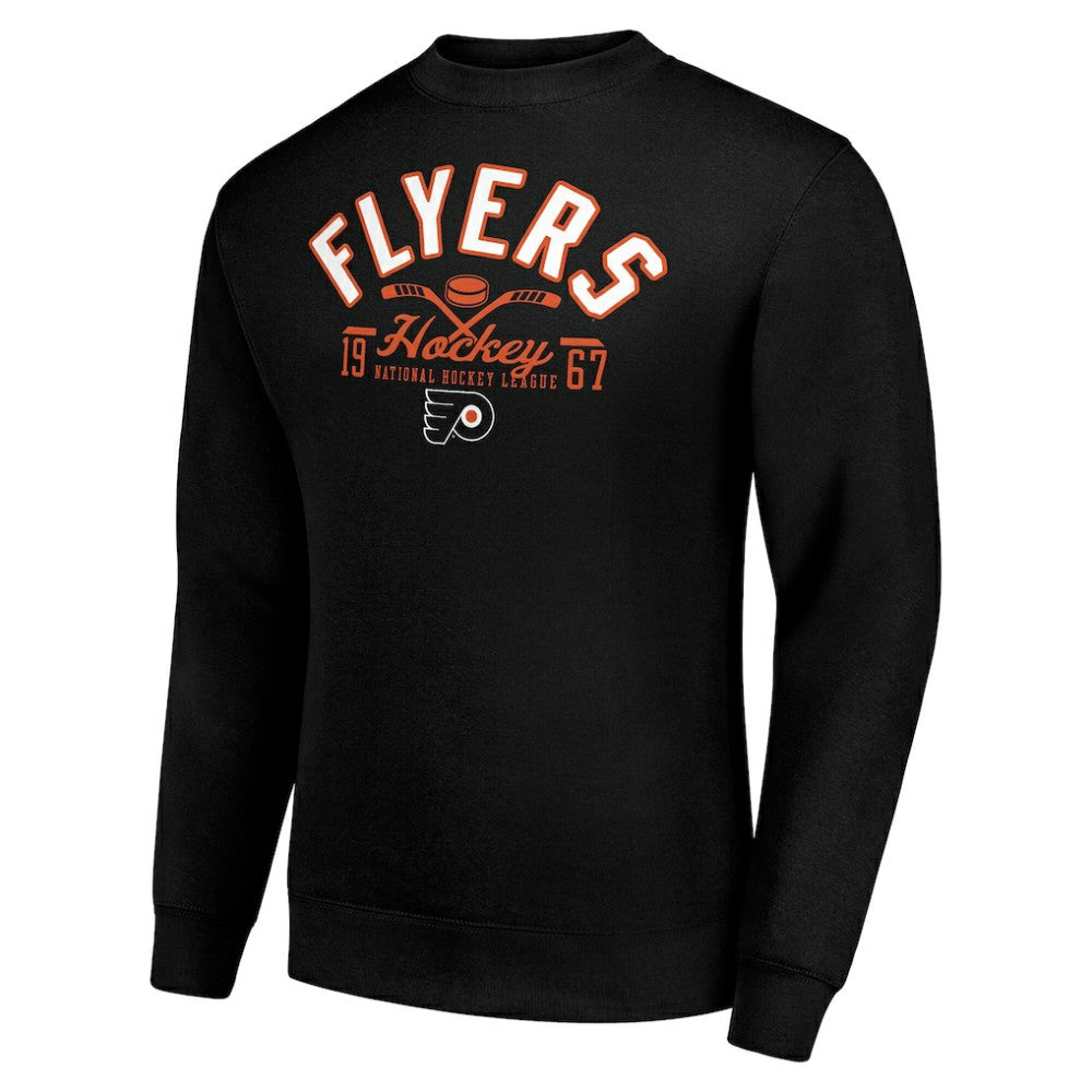 Philadelphia Flyers Starter Stick And Puck Logo Fleece Pullover Sweatshirt - Black | NHL near me