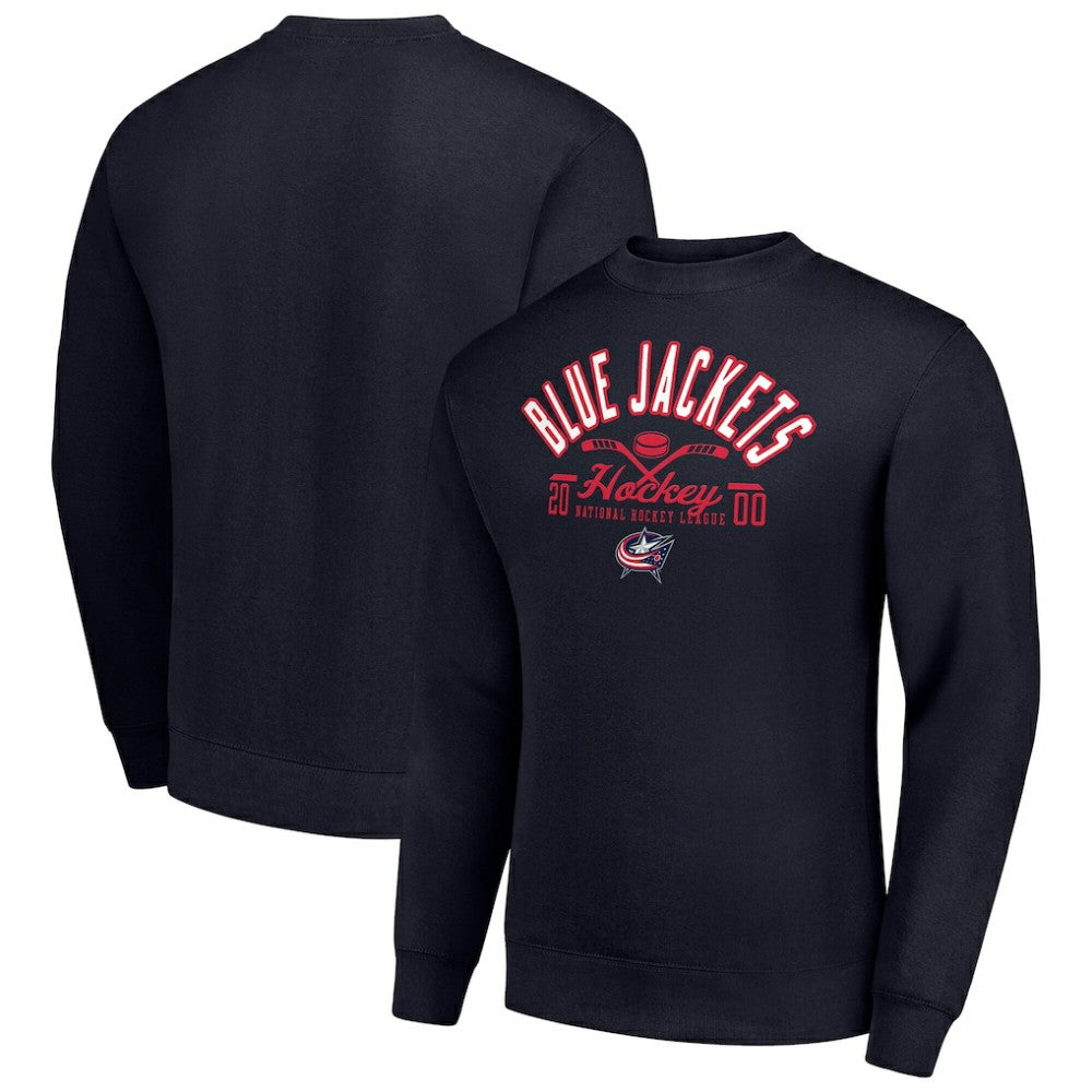 Columbus Blue Jackets Starter Stick And Puck Logo Fleece Pullover Sweatshirt - Navy | NHL sale