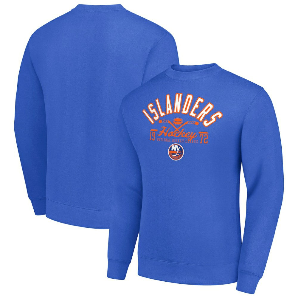 New York Islanders Starter Stick And Puck Logo Fleece Pullover Sweatshirt - Royal | NHL discount