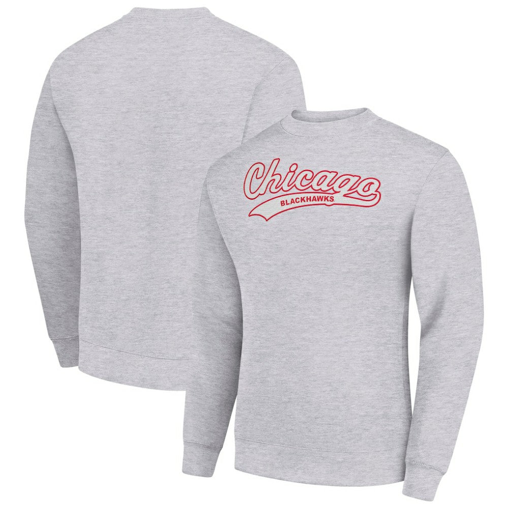 Chicago Blackhawks Starter  Tailsweep City Pullover Sweatshirt - Heather Gray | NHL Lifestyle