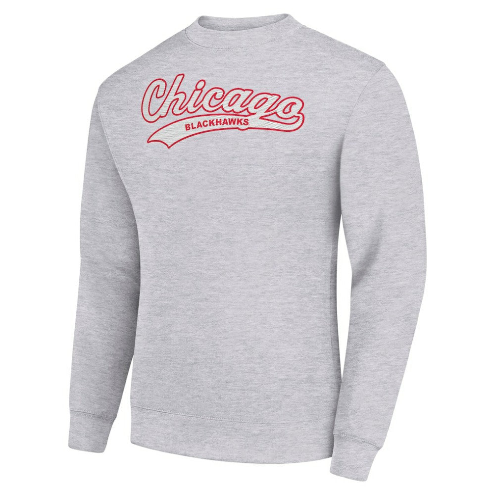 Chicago Blackhawks Starter  Tailsweep City Pullover Sweatshirt - Heather Gray | NHL Lifestyle