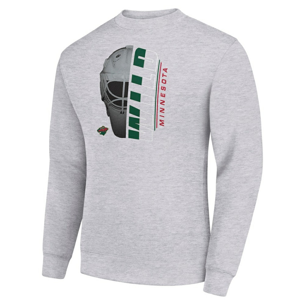 Minnesota Wild Starter  Half Helmet Team Logo Pullover Sweatshirt - Heather Gray | NHL Clearance