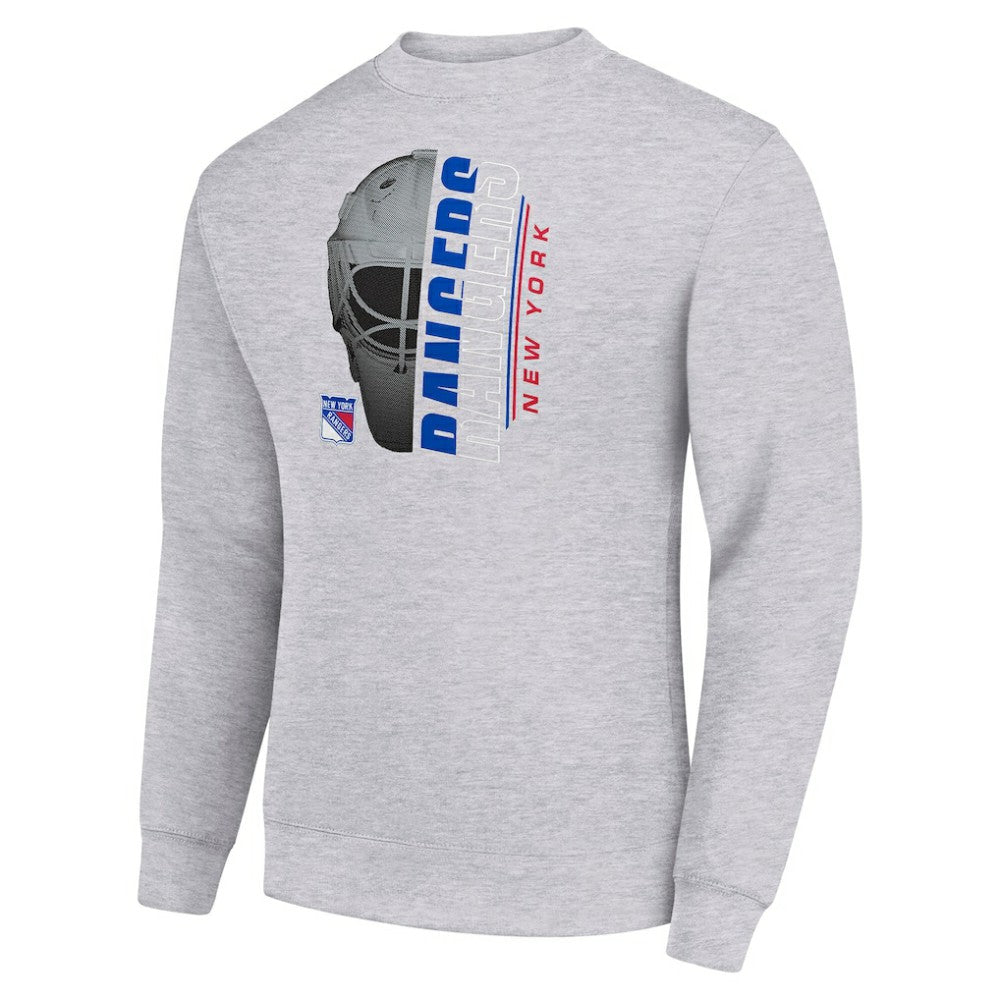 New York Rangers Starter  Half Helmet Team Logo Pullover Sweatshirt - Heather Gray | NHL Lifestyle