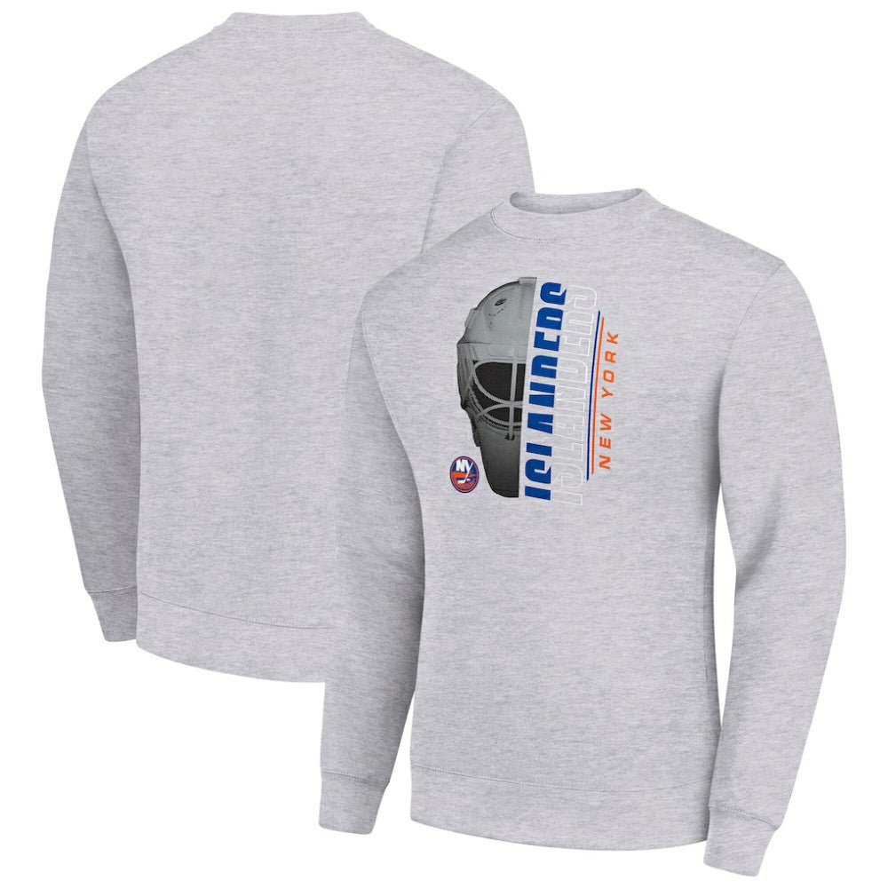 New York Islanders Starter  Half Helmet Team Logo Pullover Sweatshirt - Heather Gray | NHL online