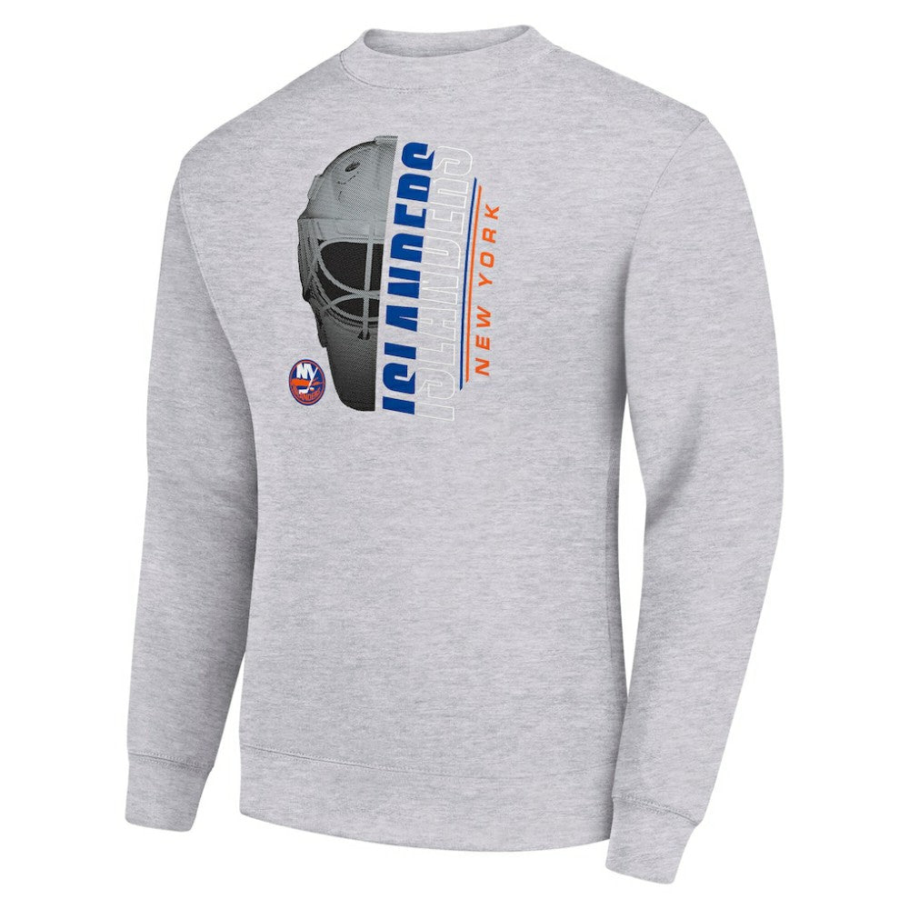 New York Islanders Starter  Half Helmet Team Logo Pullover Sweatshirt - Heather Gray | NHL online