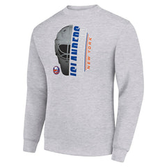 New York Islanders Starter  Half Helmet Team Logo Pullover Sweatshirt - Heather Gray | NHL online