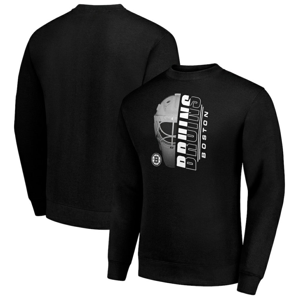 Boston Bruins Starter  Half Helmet Team Logo Pullover Sweatshirt - Black | NHL near me