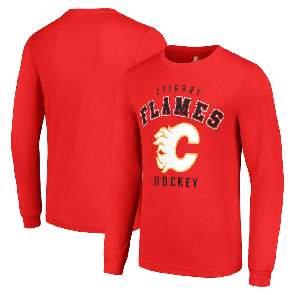Calgary Flames Starter Logo Long Sleeve T-Shirt - Red | NHL Lifestyle
