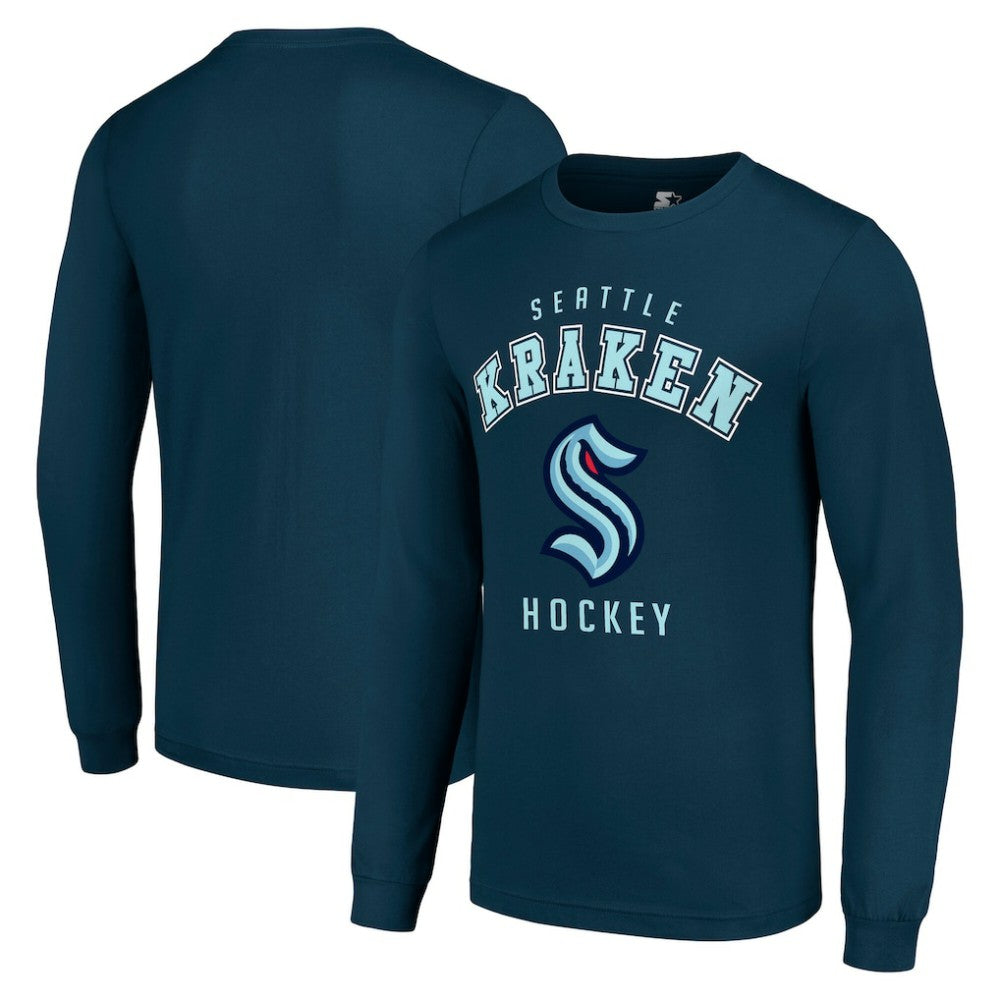 Seattle Kraken Starter Logo Long Sleeve T-Shirt - Navy | NHL Clearance