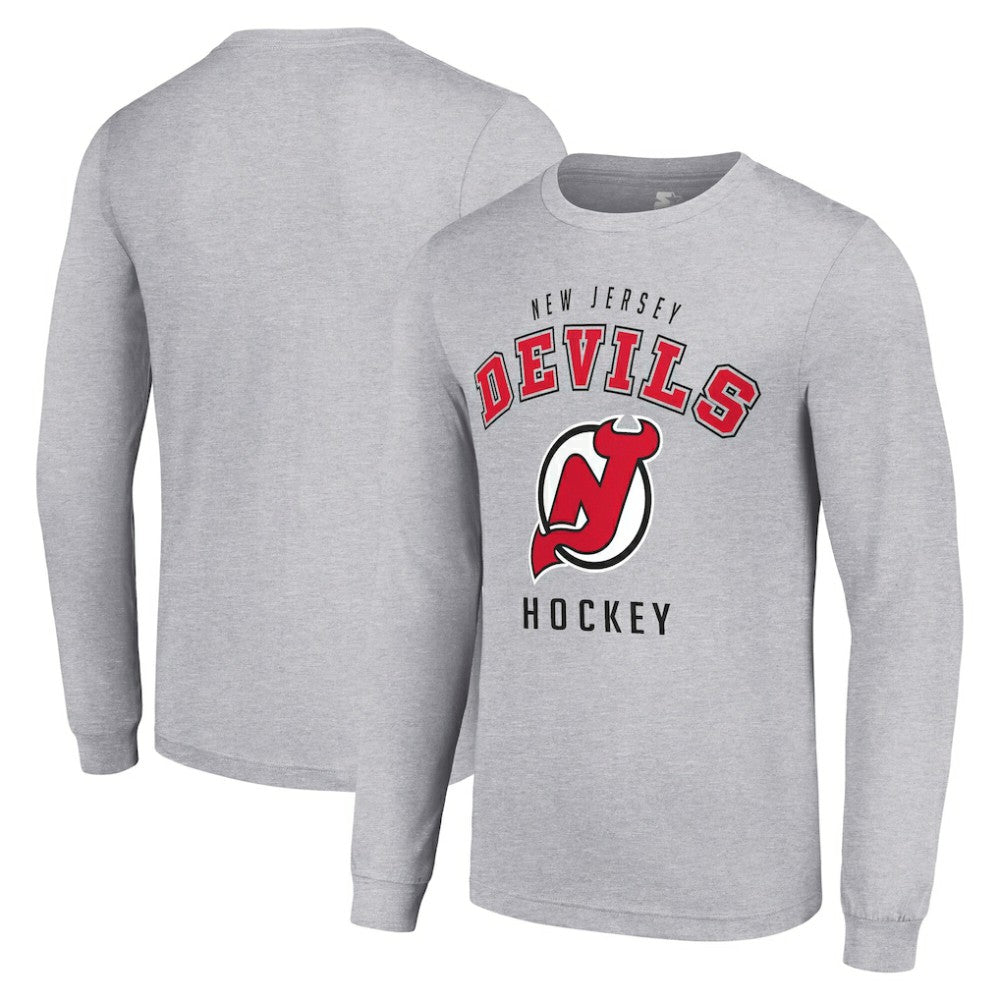 New Jersey Devils Starter Logo Long Sleeve T-Shirt - Heather Gray | NHL Clearance