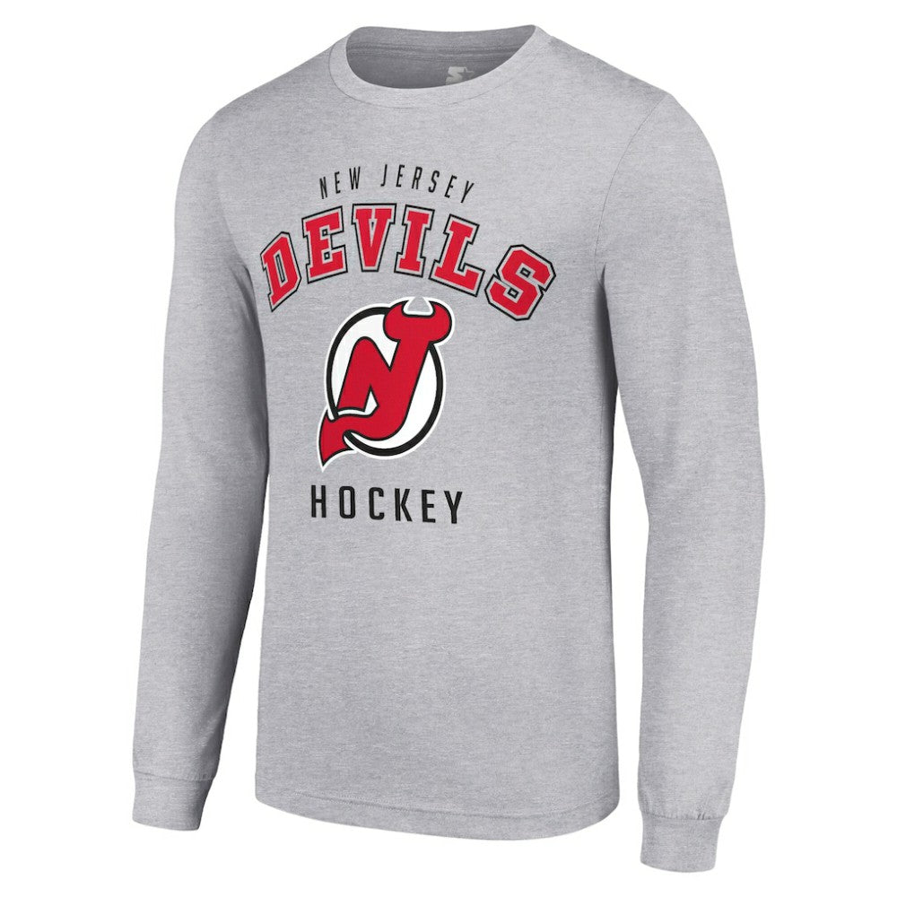 New Jersey Devils Starter Logo Long Sleeve T-Shirt - Heather Gray | NHL Clearance