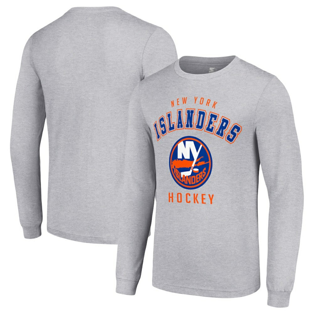 New York Islanders Starter Logo Long Sleeve T-Shirt - Heather Gray | NHL Clearance