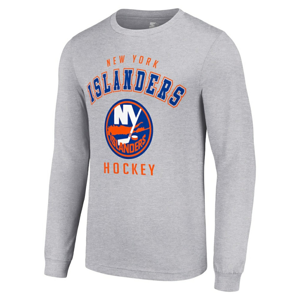 New York Islanders Starter Logo Long Sleeve T-Shirt - Heather Gray | NHL Clearance