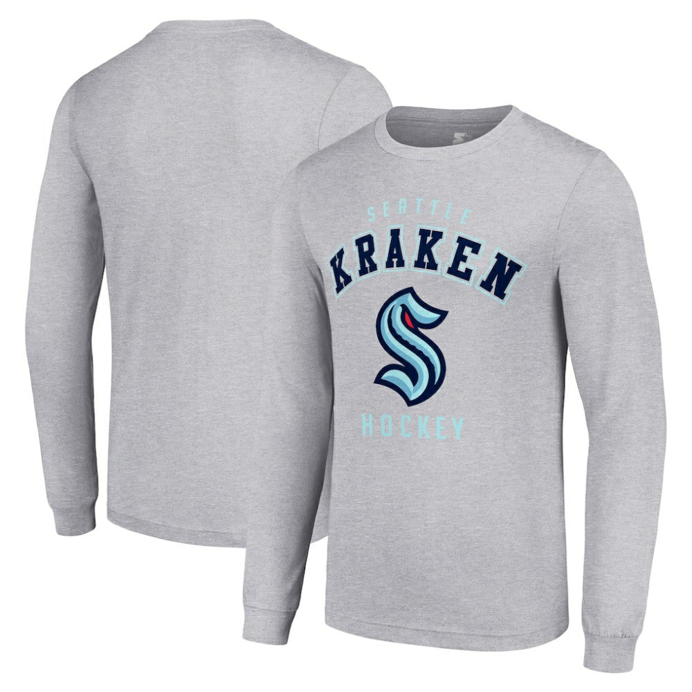 Seattle Kraken Starter Logo Long Sleeve T-Shirt - Heather Gray | NHL Lifestyle