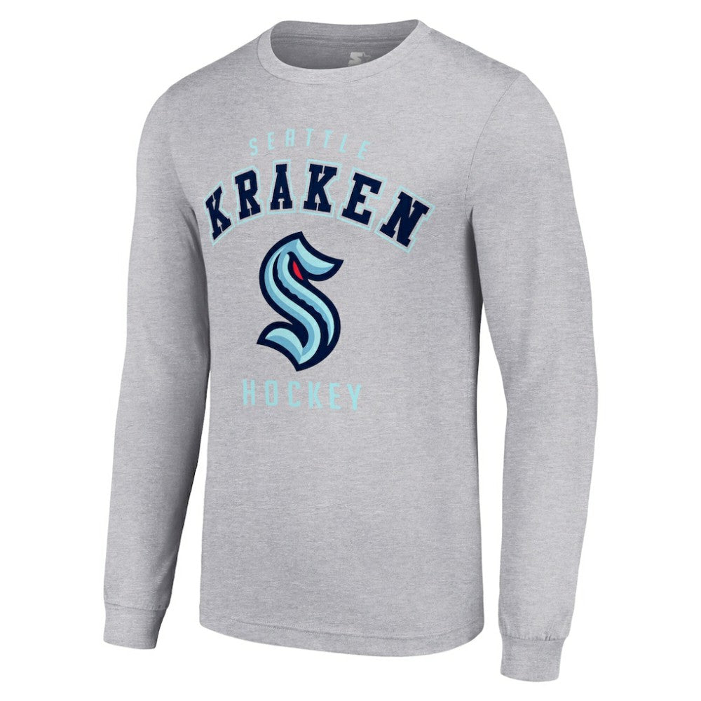 Seattle Kraken Starter Logo Long Sleeve T-Shirt - Heather Gray | NHL Lifestyle