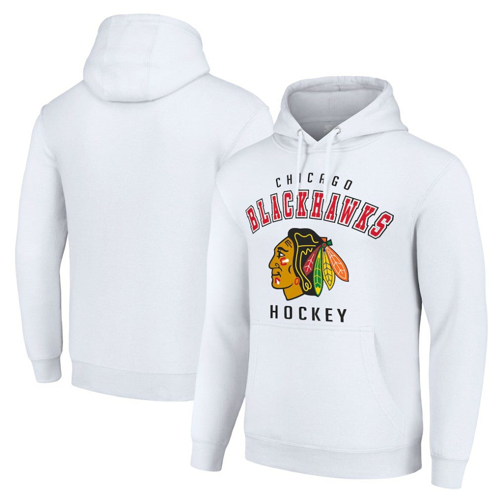 Chicago Blackhawks Starter Logo Pullover Hoodie - White | NHL Clearance