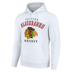 Chicago Blackhawks Starter Logo Pullover Hoodie - White | NHL Clearance